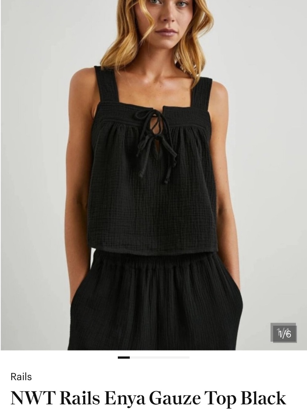 NWT Rails Enya Gauze Top Black Sz M